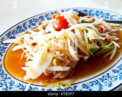 Thai papaya salad also known as Som Tum from Thailand. Stock Photo