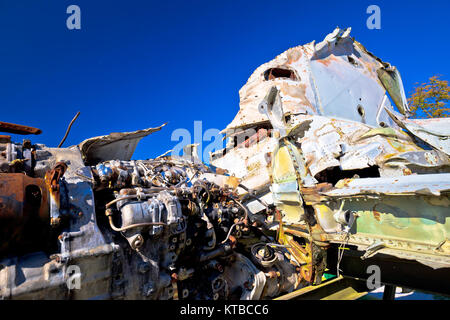 Fighter jet airplane wreck view Stock Photo