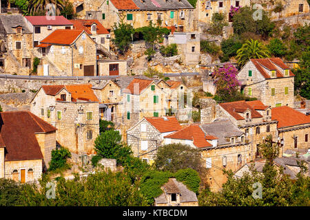 Dtone vilage Lozisca on Brac island view Stock Photo