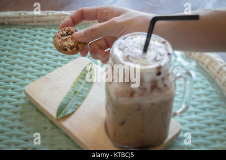 Cookie And Iced Chocolate Drink Stock Photo