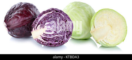 white cabbage and blue cabbage white cabbage cabbage cabbage freshly cut vegetables isolated isolated Stock Photo
