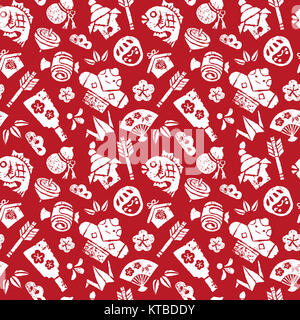 Japanese new year seamless pattern Stock Photo