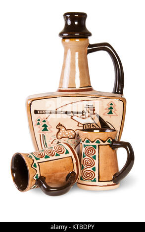 Ancient Wine Jug And Ceramic Mugs Stock Photo