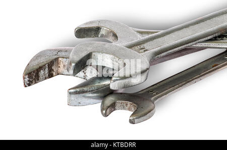 Closeup old set of wrenches Stock Photo