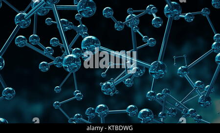 Animation of model molecule from glass and crystal Stock Photo