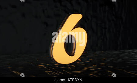 A three-dimensional golden digit standing in space Stock Photo