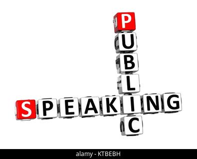 3D Crossword Public Speaking over white background. Stock Photo