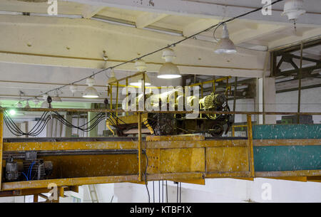 Engines that control the operation of the hoist. Lift motors on Stock Photo