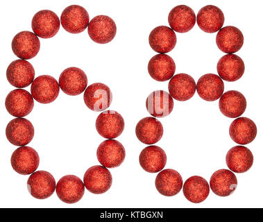 Numeral 68, sixty eight, from decorative balls, isolated on white background Stock Photo