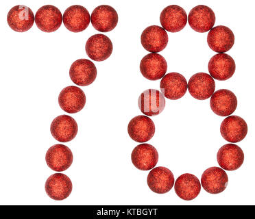 Numeral 78, seventy eight, from decorative balls, isolated on white background Stock Photo