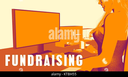 Fundraising Business Concept Business Woman Graphic Concept Stock