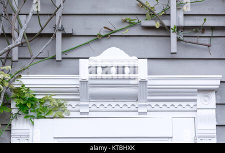 detail of the trim above a front door in sag harbor, ny Stock Photo