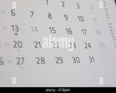 calendar page detail Stock Photo