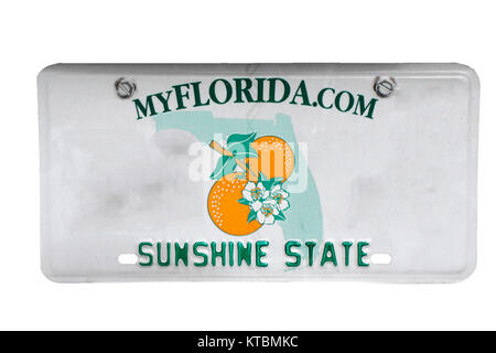 florida sunshine state license plate usa Stock Photo - Alamy
