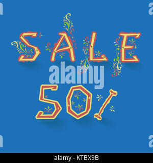 Sale. Fifty percents. Artistic font Stock Photo