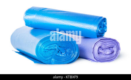 Multicolored rolls of plastic garbage bags Stock Photo