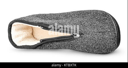 One piece the comfortable dark gray slipper lying on the side Stock Photo