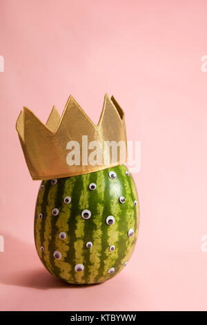 Freak watermelon wearing a crown Stock Photo