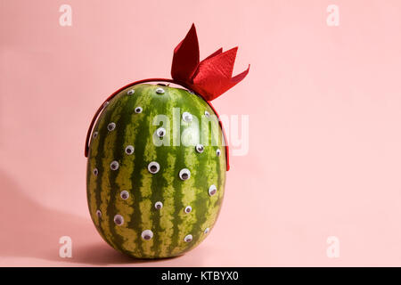 Freak watermelon wearing a crown Stock Photo