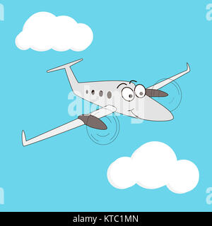 Cartoon style smiling airplane Stock Photo