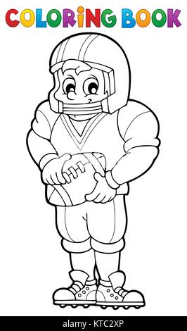 Coloring book American football player Stock Photo