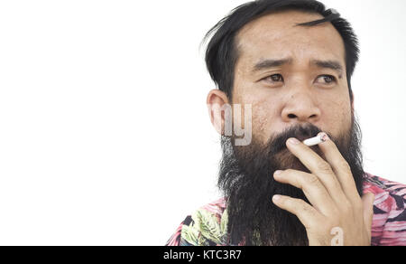 adult man smoking cigarette Stock Photo