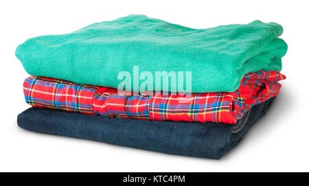Stack Of Multicolored Casual Clothes Rotated Stock Photo