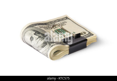 Dollar Bills With Clip Lying Stock Photo