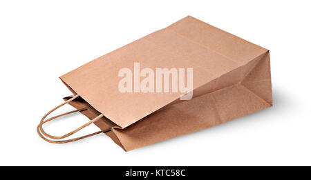 Empty open brown paper bag for food lying Stock Photo