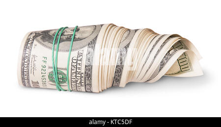In front roll of money on the side Stock Photo