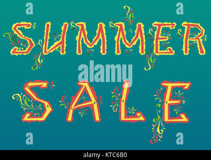 Summer Sale. Floral artistic font Stock Photo