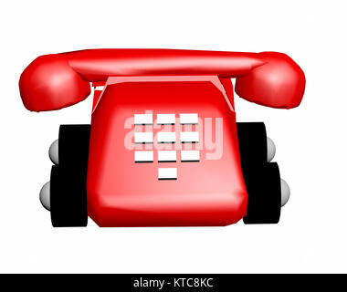 red phone with wheels exposed Stock Photo - Alamy