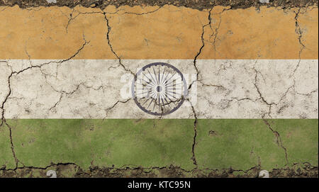 Old grunge vintage faded Republic of India flag Stock Photo