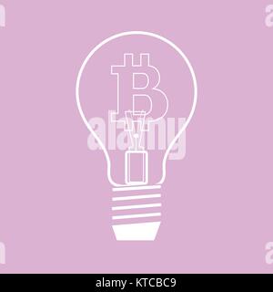 Light bulb with bitcoin. Blockchain network concept. Stock Vector