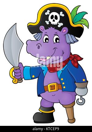 Pirate hippo theme 1 Stock Photo