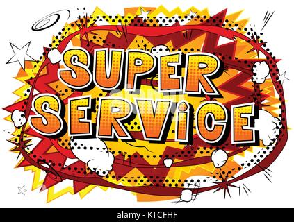 Super Service - Comic book style word on abstract background. Stock Vector