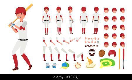 Baseball players in different poses set softball Vector Image