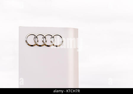 Northampton UK October 29, 2017: Audi Sport logo sign stand Sixfields Reatil Park. Stock Photo