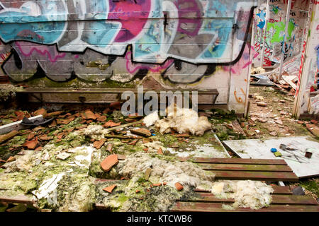 street art paintings over a derelict building in London, england, uk, europe Stock Photo