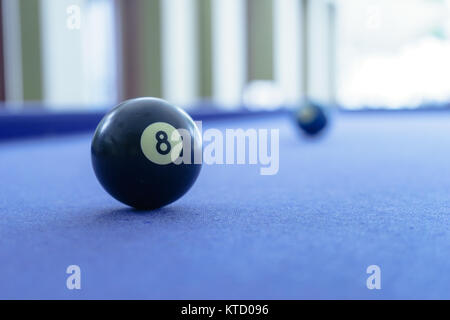 Pool Table sanooker on 8 ball Stock Photo