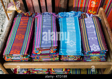traditional woven tais fabric scarves in dili souvenir market east timor leste Stock Photo