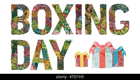 Words BOXING DAY . Vector decorative zentangle object Stock Vector