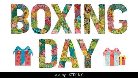 Words BOXING DAY . Vector decorative zentangle object Stock Vector