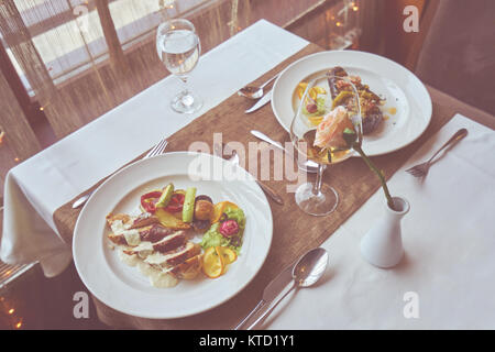 mixed food in modern restaurnat , holiday concept Stock Photo