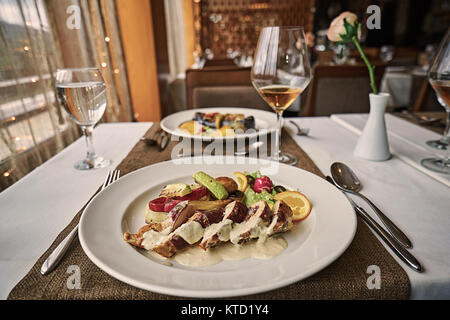 mixed food in modern restaurnat , holiday concept Stock Photo