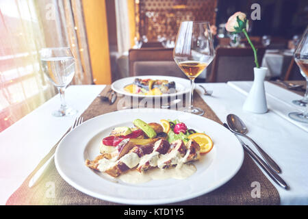 mixed food in modern restaurnat , holiday concept Stock Photo