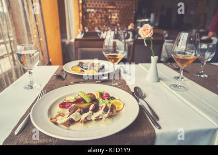 mixed food in modern restaurnat , holiday concept Stock Photo