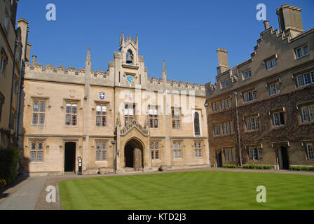 Cambridge, United Kingdom - April 18, 2015: Chapel Court at Sidney Sussex College Stock Photo