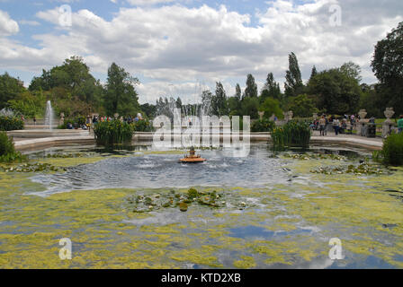 London, United Kingdom - June 6, 2015: Italian Water Gardens at Hyde Park Stock Photo