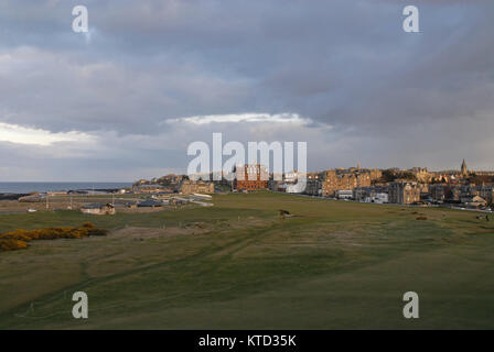 View of the 1st and 18th hole at the Old Course in St. Andrews, Scotland Stock Photo